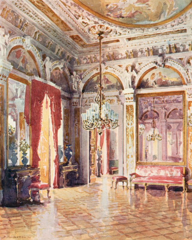 Un rincón del Salón de Honor, Palacio de Cattete (litografía en color) de European School