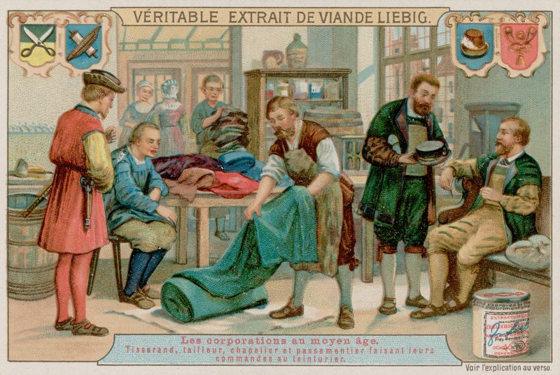 Un Tejedor, Sastre, Sombrerero y Fabricante de Trenzas Dan Sus Órdenes a un Tintorero de European School