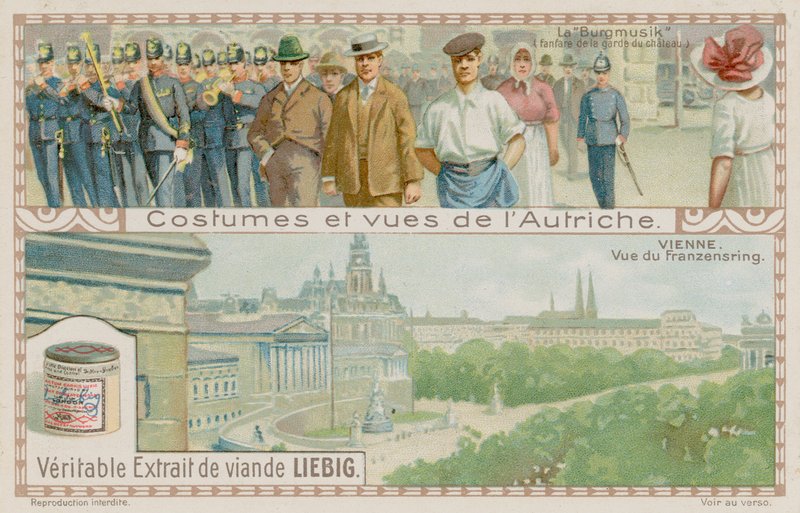 Una banda militar y una vista del Franzensring en Viena de European School
