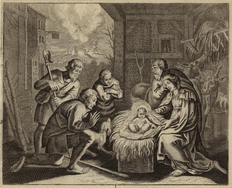 Adoración de los pastores (grabado) de European School