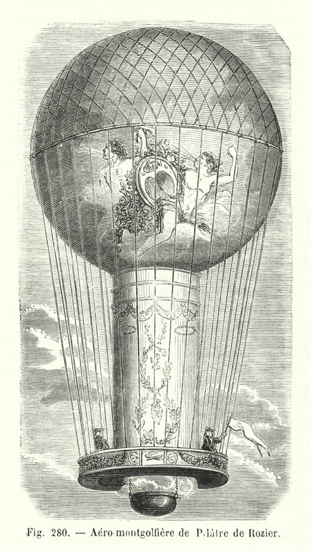Aero-montgolfière de Pilatre de Rozier (grabado) de European School