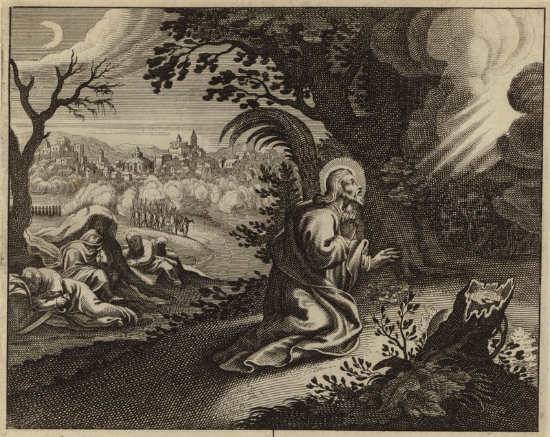 Agonía de Jesucristo en el Huerto de Getsemaní (grabado) de European School
