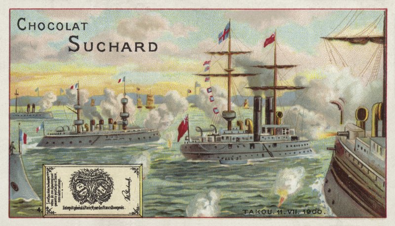 Buques de guerra aliados frente a Taku, China, Rebelión de los Bóxers, 1900 de European School