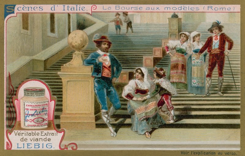 Modelos de artistas en la Escalinata Española en Roma de European School