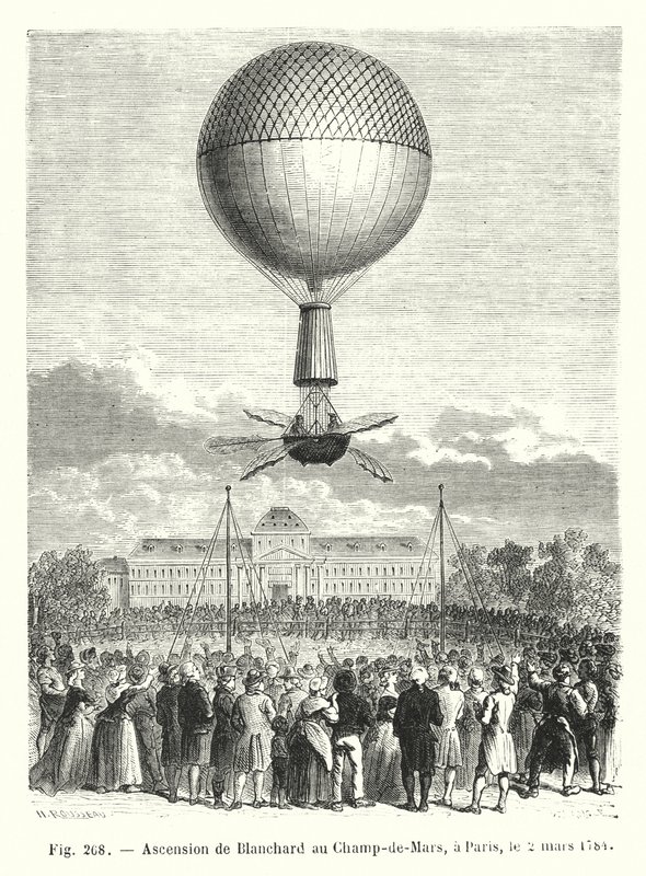 Ascensión de Blanchard en el Campo de Marte, en París, el 2 de marzo de 1784 de European School