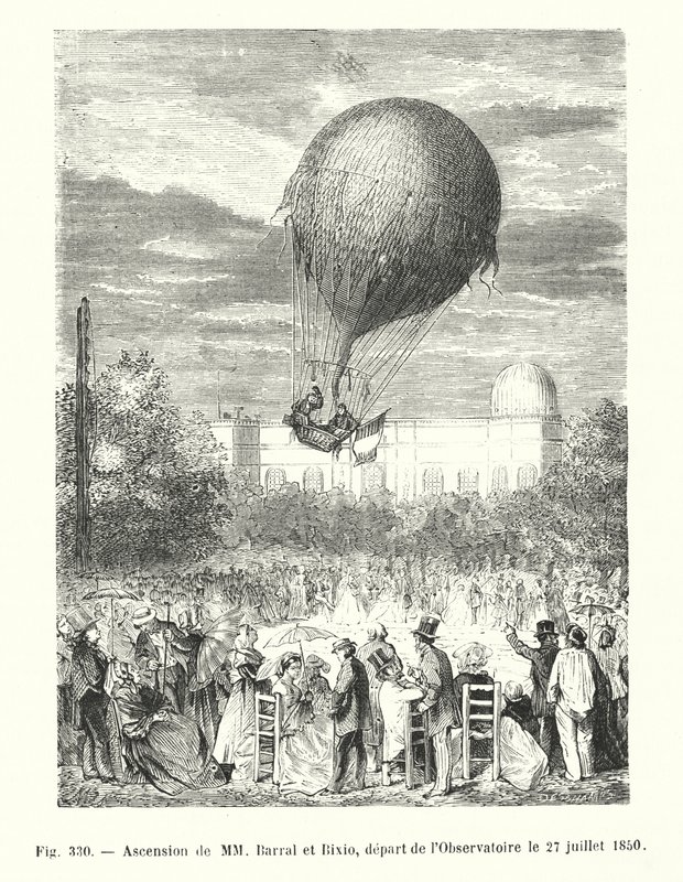 Ascensión de MM Barral y Bixio, salida del Observatorio el 27 de julio de 1850 de European School