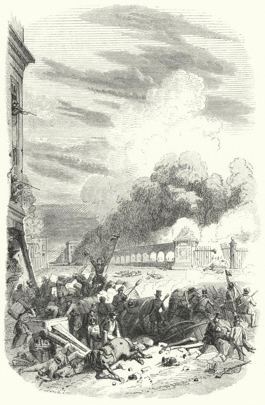 Rebeldes belgas en una barricada frente al Parc de Bruxelles, Revolución Belga de European School