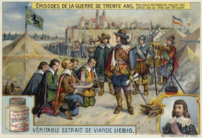Bernardo de Sajonia-Weimar recibiendo las llaves de la ciudad de Breisach, 1638 de European School