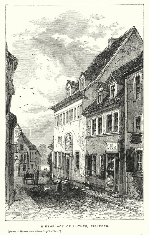 Lugar de nacimiento de Lutero, Eisleben (grabado) de European School