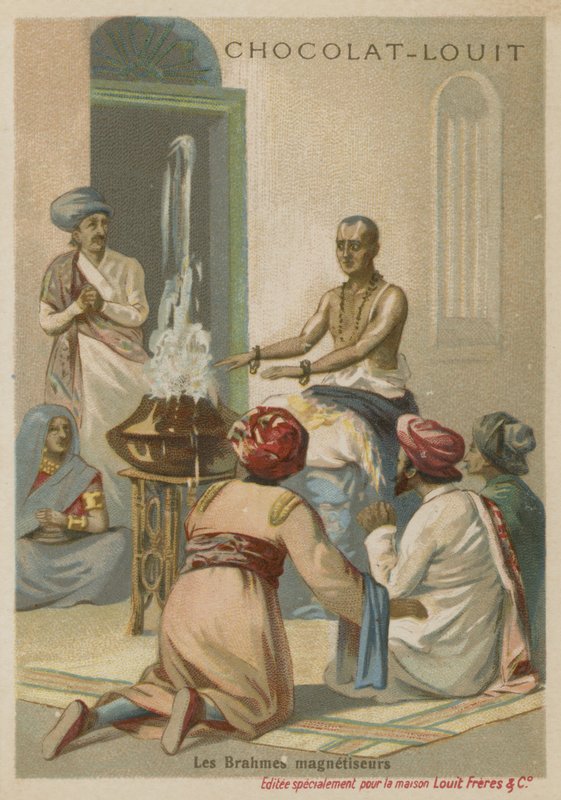 Brahmán levantando agua por magnetismo, India de European School