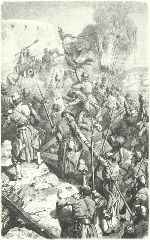 Captura del Reducto de Malakoff durante el Sitio de Sebastopol, 8 de septiembre de 1855 (grabado) de European School