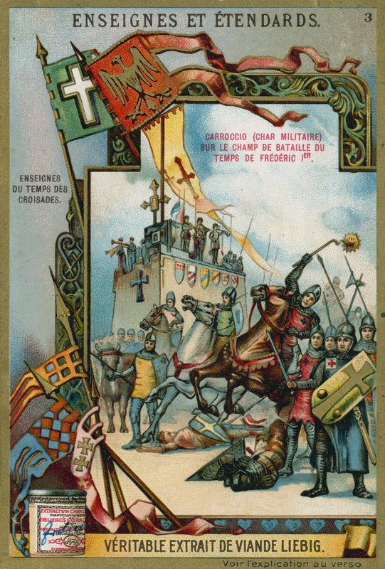 Carroccio en un campo de batalla de la época de Federico I Barbarroja, siglo XII de European School