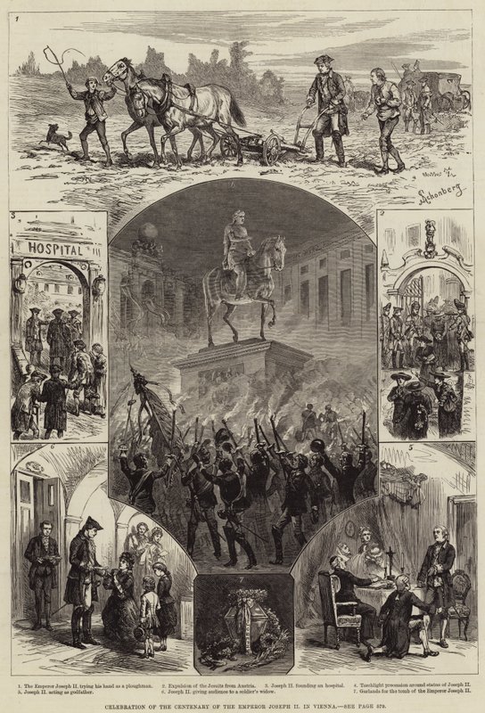 Celebración del centenario del emperador José II en Viena (grabado) de European School