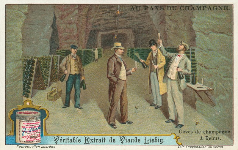 Champaña, tarjeta Liebig, principios del siglo XX (cromo) de European School