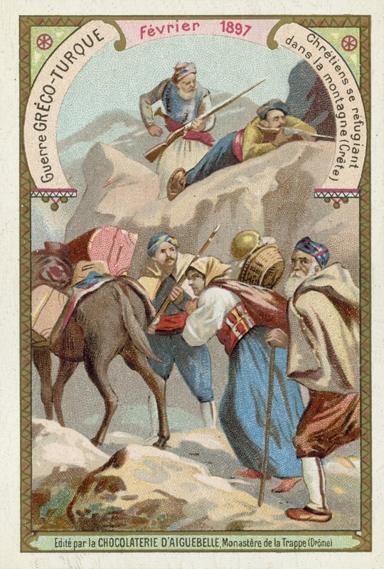 Cristianos buscando refugio en las montañas de Creta, Guerra greco-turca, febrero de 1897 de European School