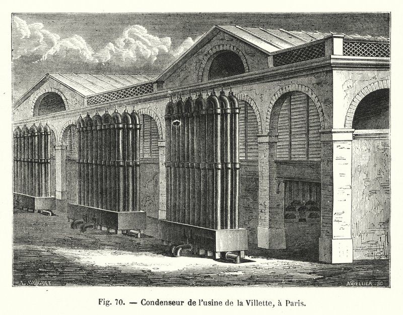 Condensador de la fábrica de La Villette, en París (grabado) de European School