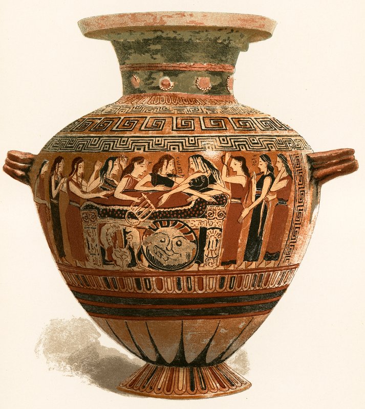 Vaso corintio. Museo del Louvre. Lamentación sobre el muerto Aquiles de European School