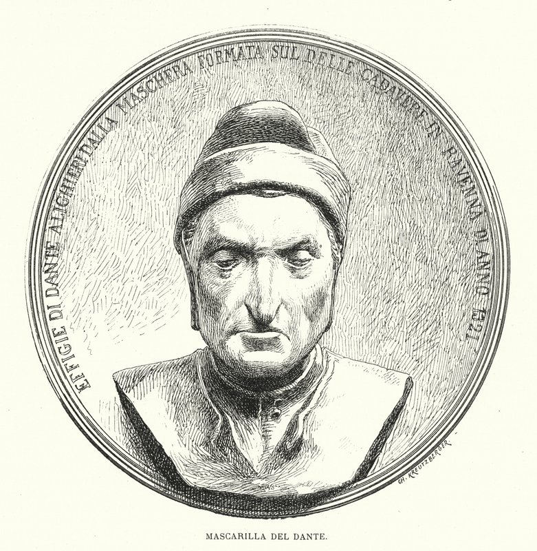 Máscara mortuoria de Dante Alighieri, poeta italiano medieval de European School