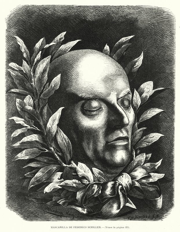 Máscara mortuoria del poeta alemán Friedrich Schiller de European School