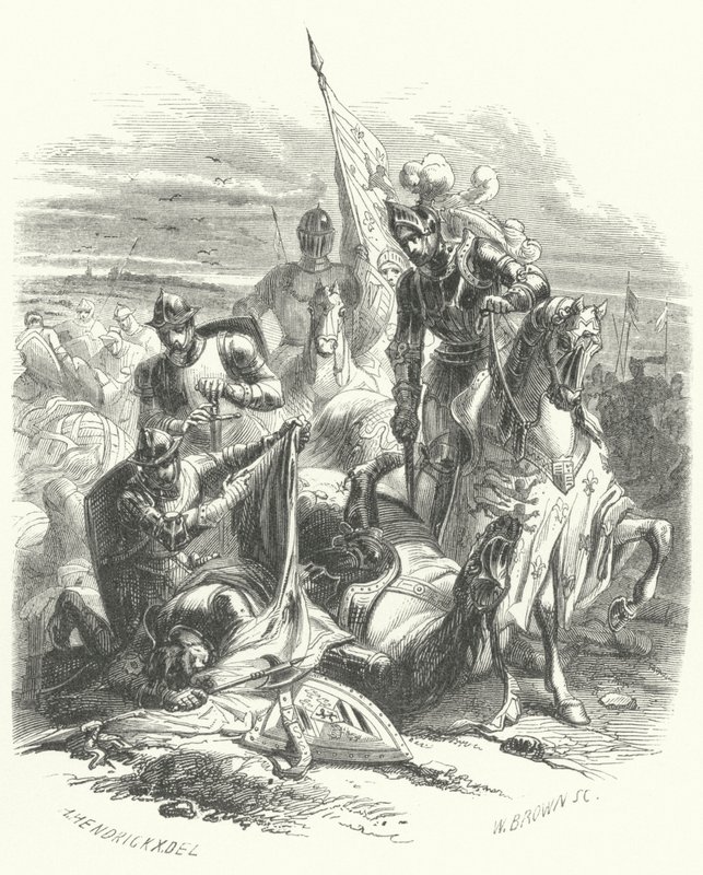 Muerte de Antonio de Borgoña, Duque de Brabante, en la Batalla de Agincourt de European School