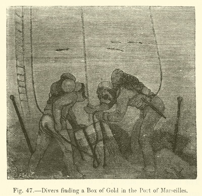 Buzos encontrando una caja de oro en el puerto de Marsella de European School