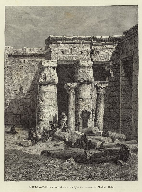 Egipto - Patio con los restos de una iglesia cristiana en Medinet Habu de European School