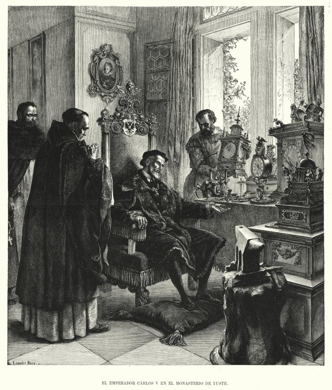 Emperador Carlos V en retiro en el Monasterio de Yuste, España, después de su abdicación de European School
