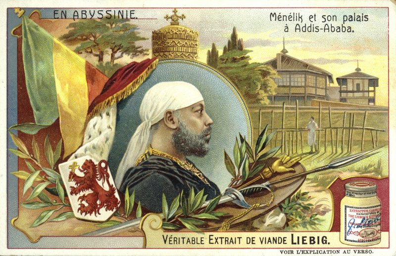 Emperador Menelik II de Etiopía y su palacio en Addis Abeba de European School