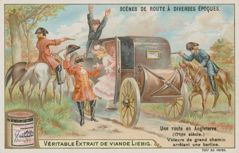 Carruaje inglés del siglo XVII asaltado por bandoleros de European School