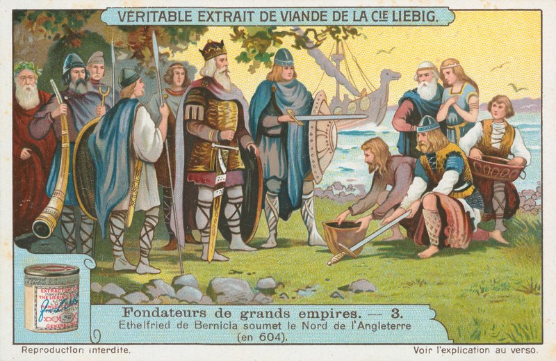 Ethelfried de Bernicia, tarjeta Liebig, principios del siglo XX (cromo) de European School