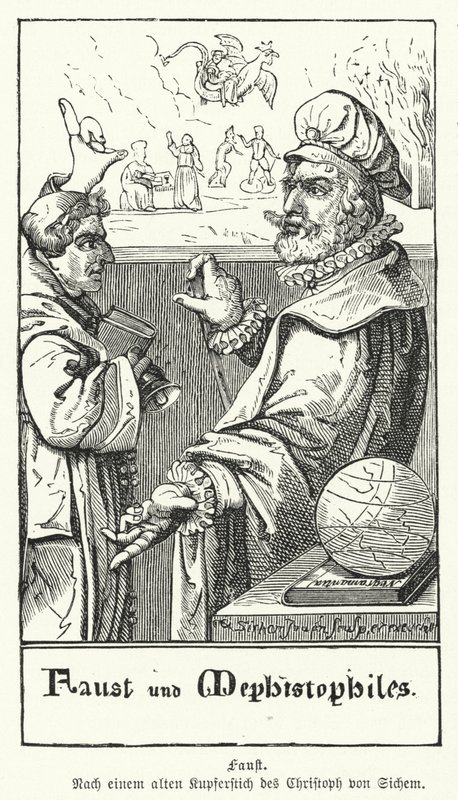 Fausto y Mefistófeles (grabado) de European School