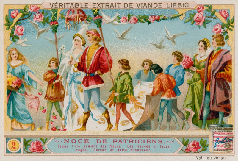 Vendedoras de Flores, los Novios y sus Pajes, los Invitados de Honor de European School