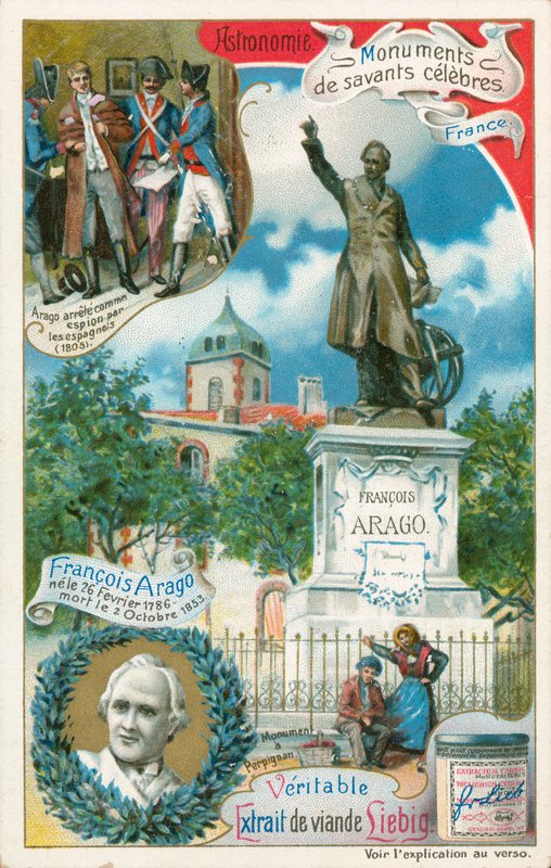 Francois Arago, tarjeta Liebig, principios del siglo XX (cromo) de European School
