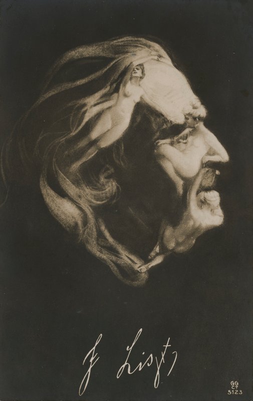 Franz Liszt, compositor, director de orquesta y pianista húngaro (litografía) de European School