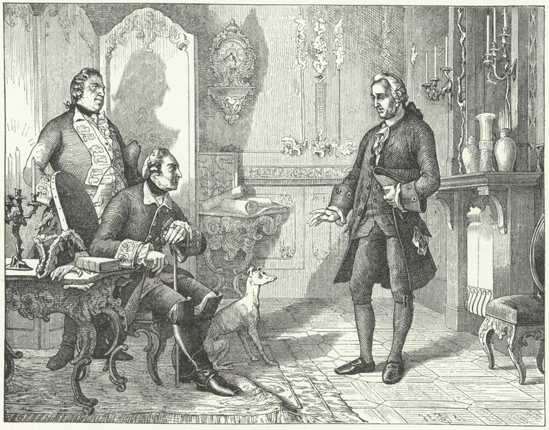 Federico el Grande de Prusia con el poeta Christian Fürchtegott Gellert de European School