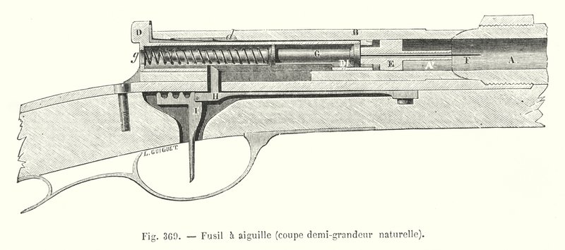Fusil de aguja, corte a media escala natural de European School