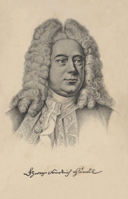 George Frideric Handel, compositor barroco británico de origen alemán (litografía) de European School