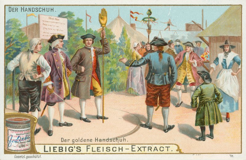 Guantes, tarjeta Liebig, principios del siglo XX (cromo) de European School