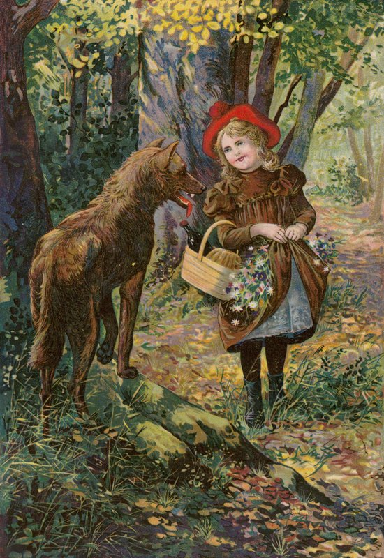 Cuentos de los Grimms: Caperucita Roja (cromolito) de European School
