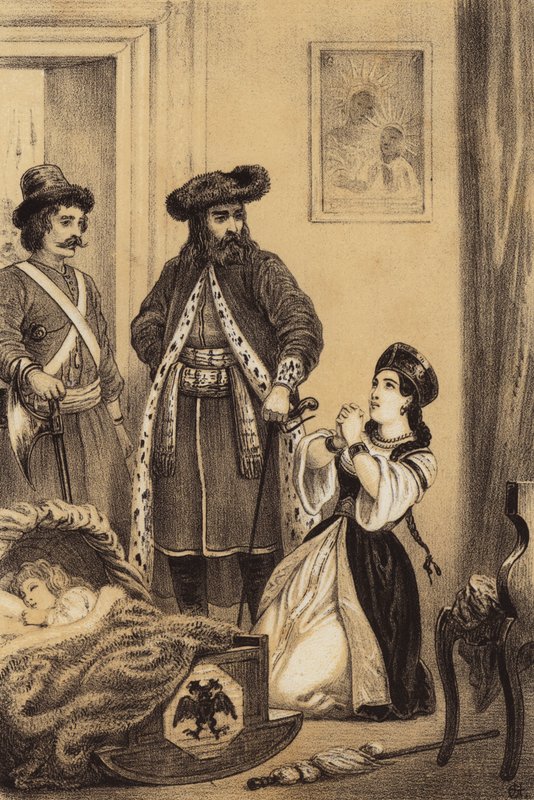 Guardias esperando que el bebé Zar Iván VI de Rusia se despierte de European School