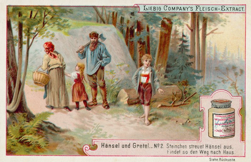 Hansel y Gretel: Hansel dejando un rastro de guijarros para encontrar el camino a casa de European School
