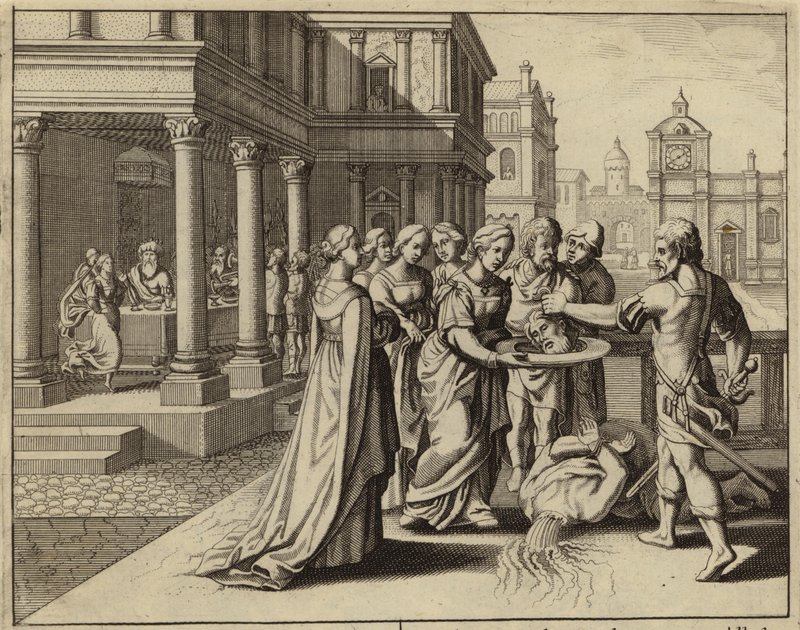 Herodías recibiendo la cabeza de Juan el Bautista (grabado) de European School