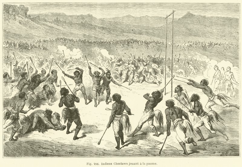 Indios Choctaws jugando a la pelota de European School