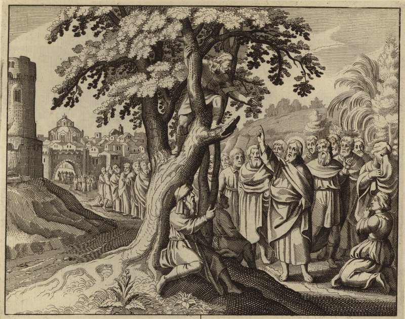 Jesucristo y Zaqueo el recaudador de impuestos (grabado) de European School