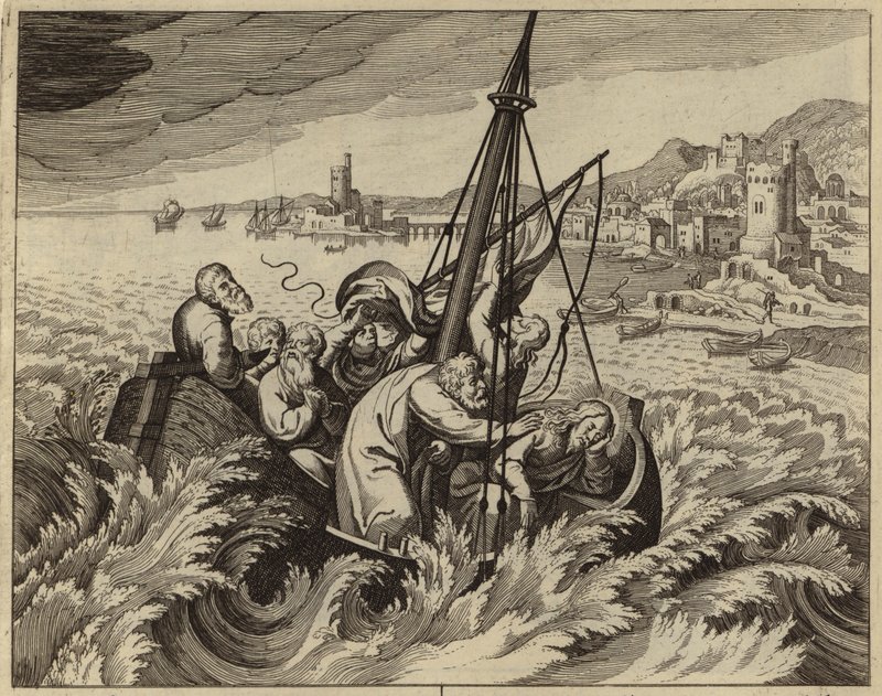 Jesucristo calmando la tormenta (grabado) de European School