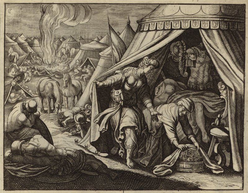 Judith con la cabeza decapitada de Holofernes (grabado) de European School