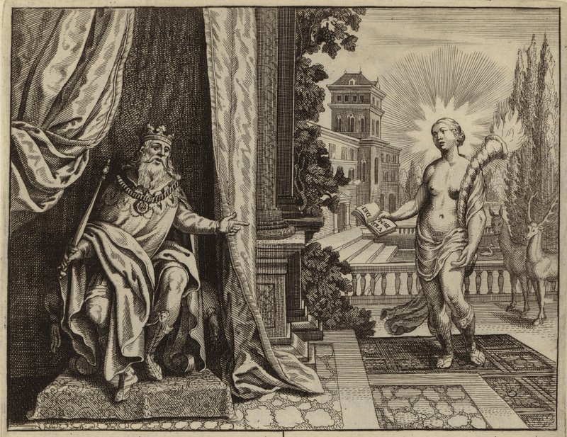 El rey Salomón componiendo el Cantar de los Cantares en éxtasis (grabado) de European School