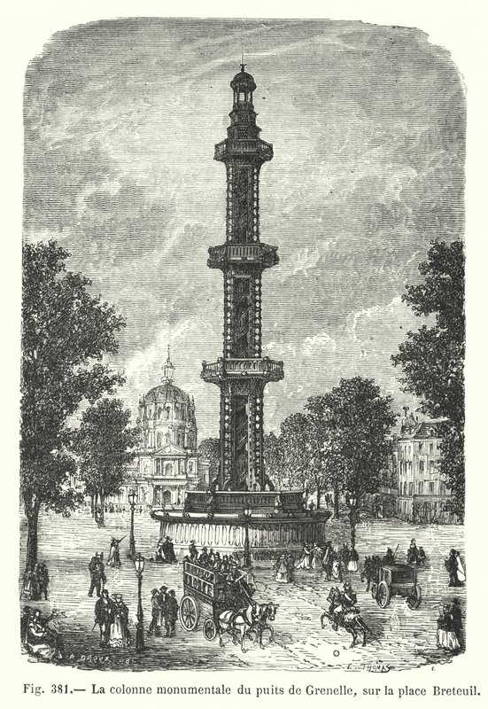 La columna monumental del pozo de Grenelle, en la plaza Breteuil de European School