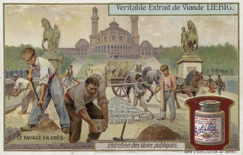 Colocación de adoquines de arenisca de European School