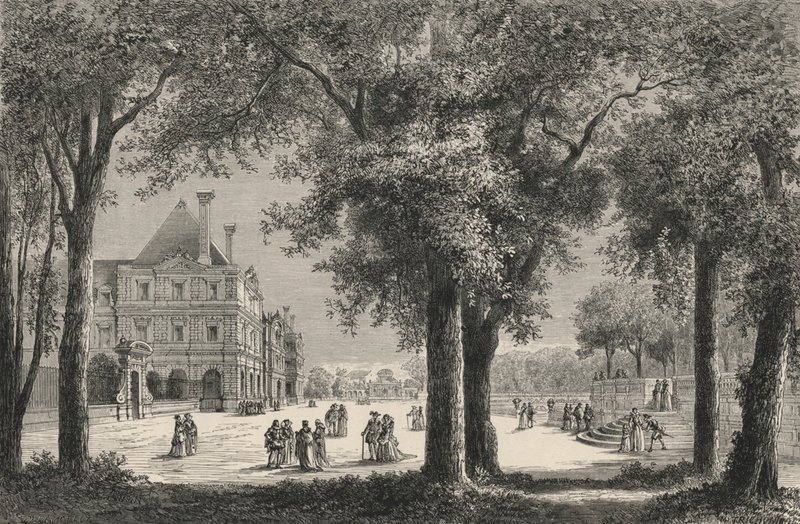 El Luxemburgo en tiempos de María de Médicis (grabado) de European School